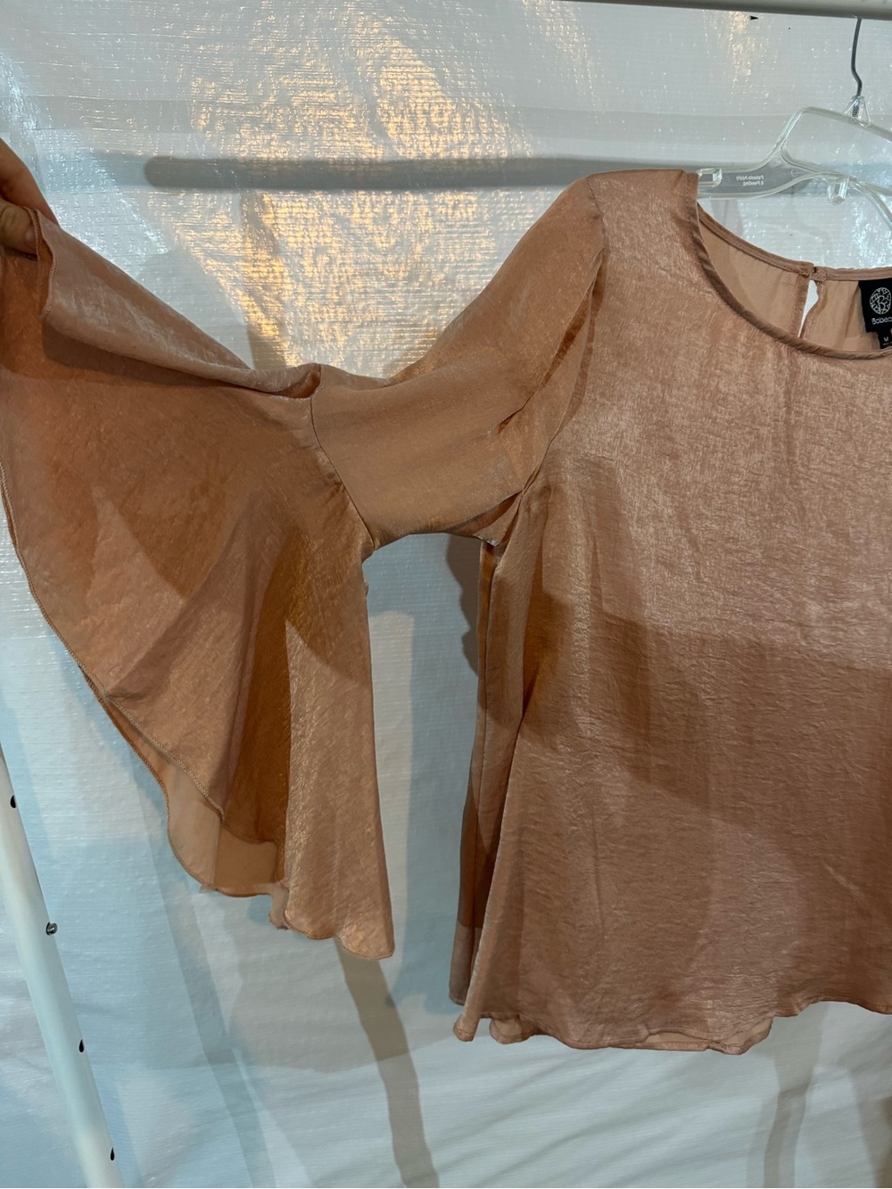 bobeau Blush Pink Bell-Sleeve Blouse - Picture 3 of 8
